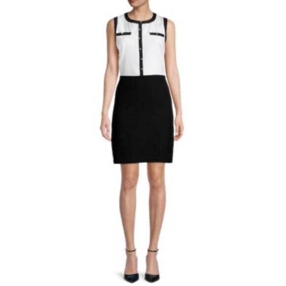 KARL LAGERFELD PARIS Colorblock Sheath Womens Dress Size 2 Feminine OldMoney - Picture 1 of 13